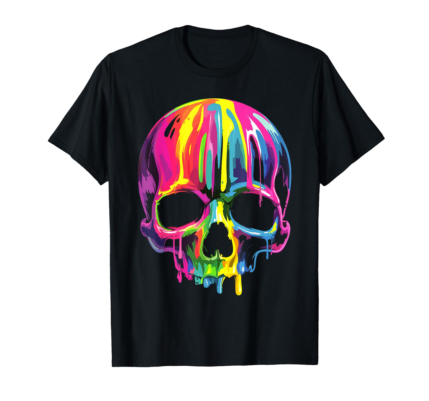 Halloween Melting Skull Funny Paint Melting Skeleton T-Shirt