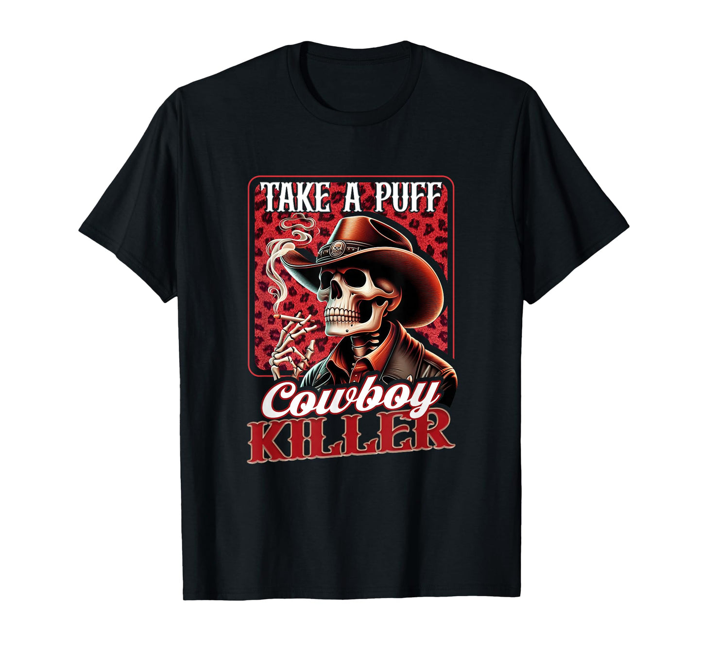 Cowboy Skeleton Take Puff Western Vintage Smoking Outlaw T-Shirt