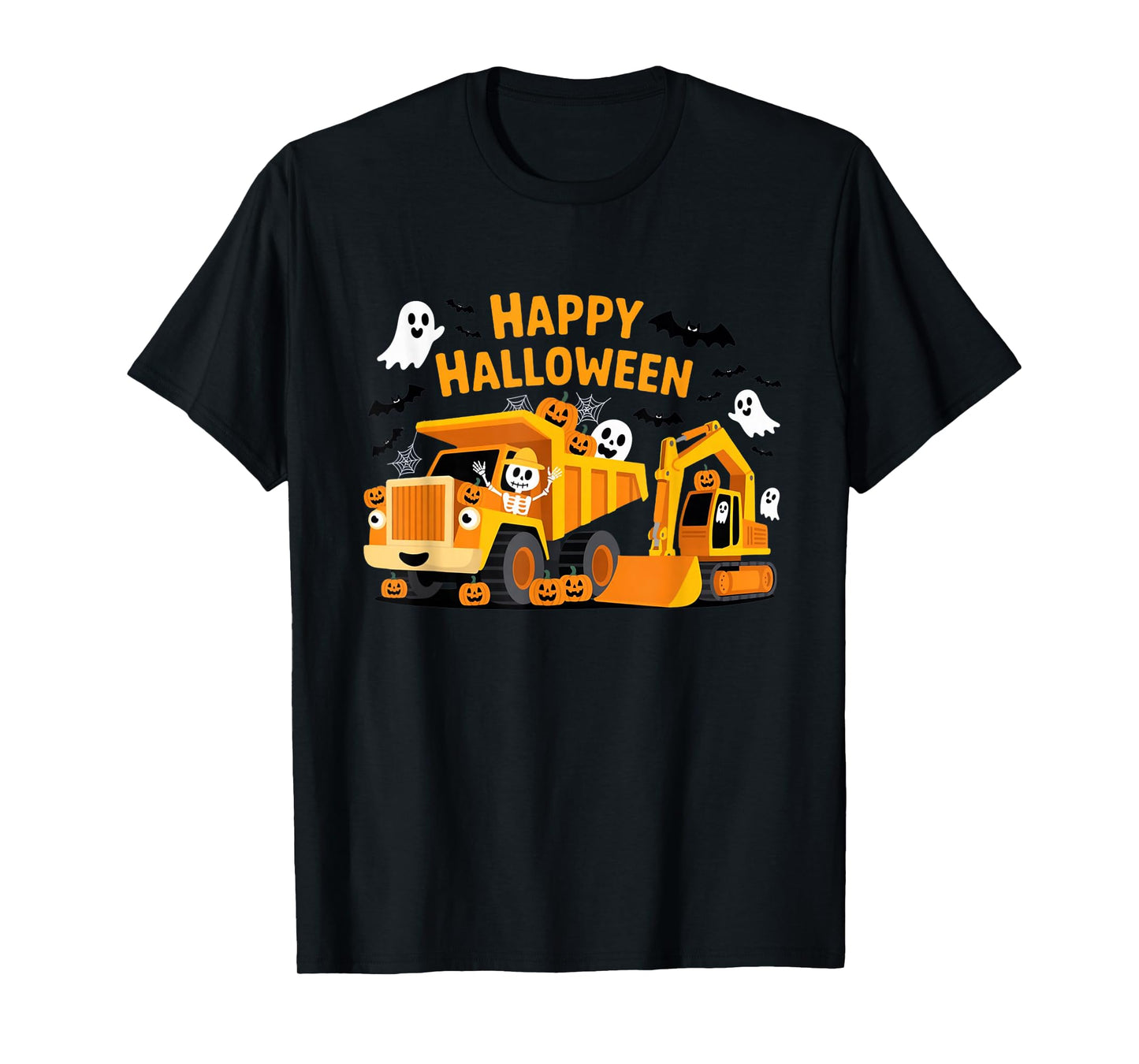 Spooky Construction Trucks Toddler Halloween Design T-Shirt
