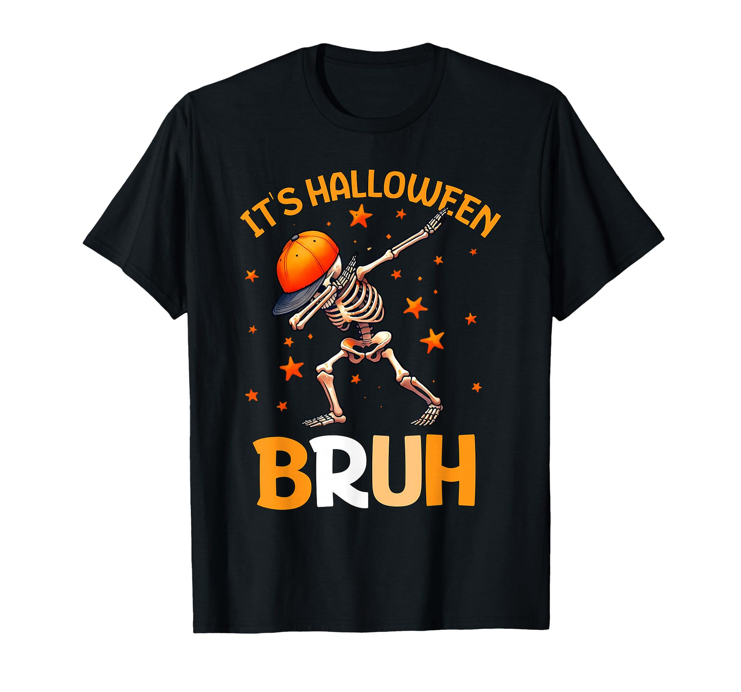 Bruh Halloween Boys Kids Halloween Skeleton T-Shirt