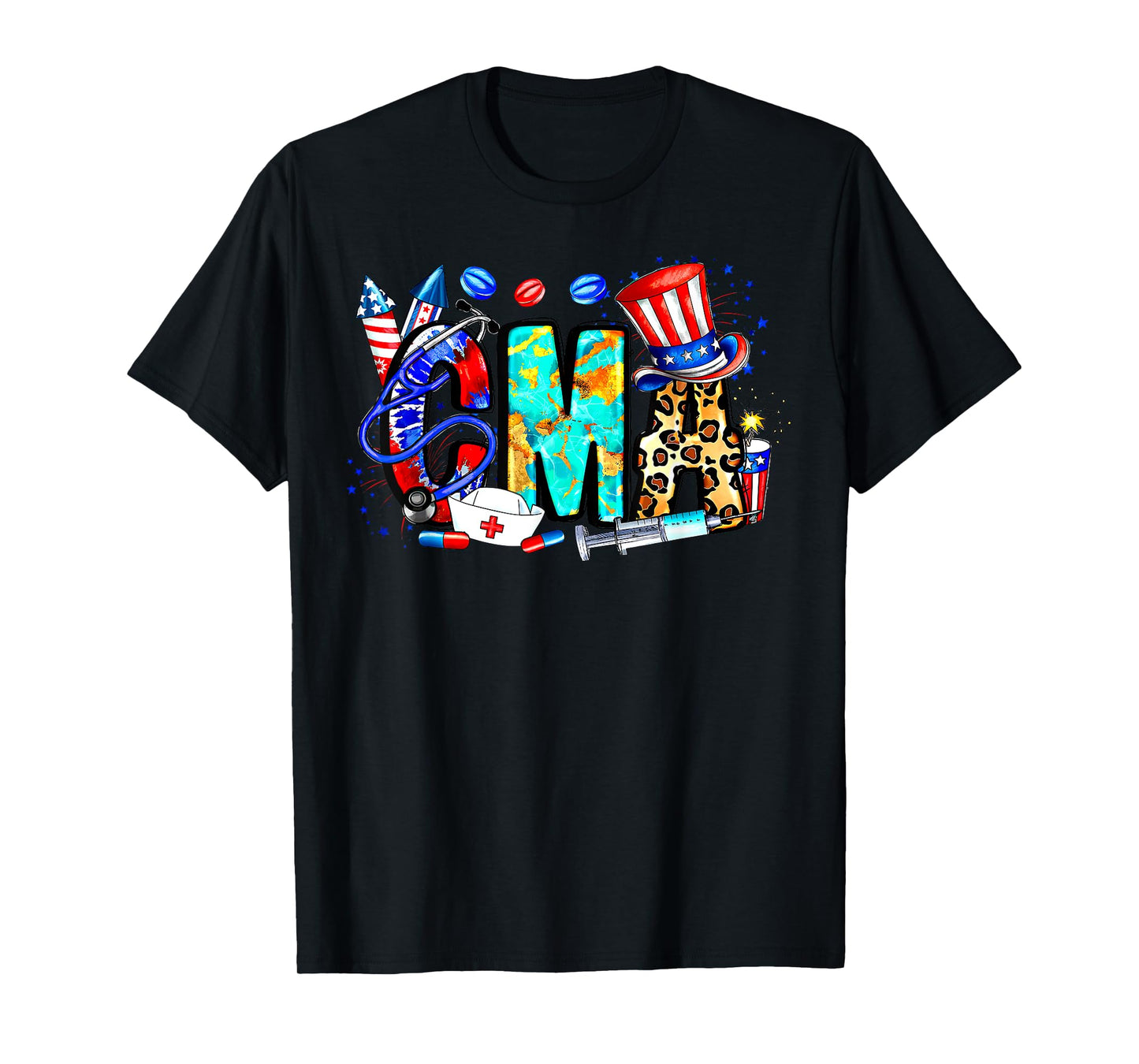 Retro Leopard CMA 4th Of July Certified Medical Assistant T-Shirt