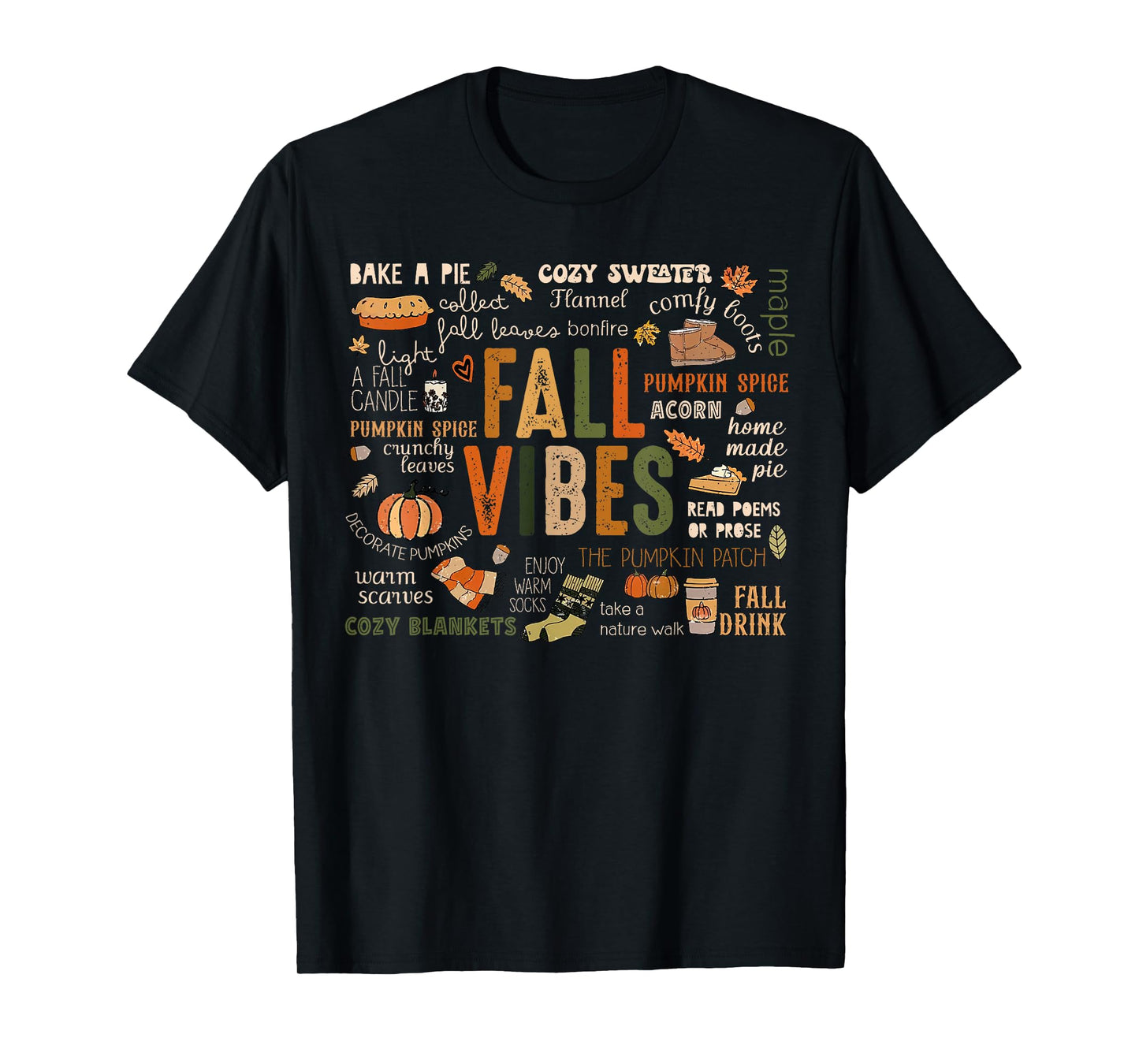 Retro Fall Vibes Thankful Autumn Pumpkin Spice Cozy Season T-Shirt