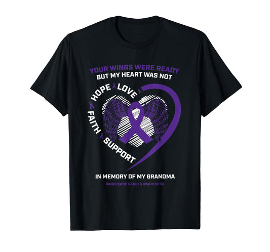 Purple Gifts Memory Of Grandma Pancreatic Cancer Awareness T-Shirt