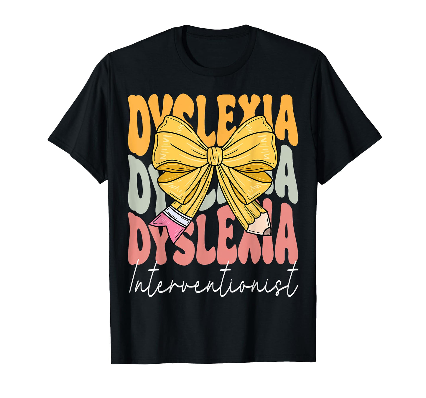 Dyslexia Interventionist Groovy Coquette Bow Back to School T-Shirt