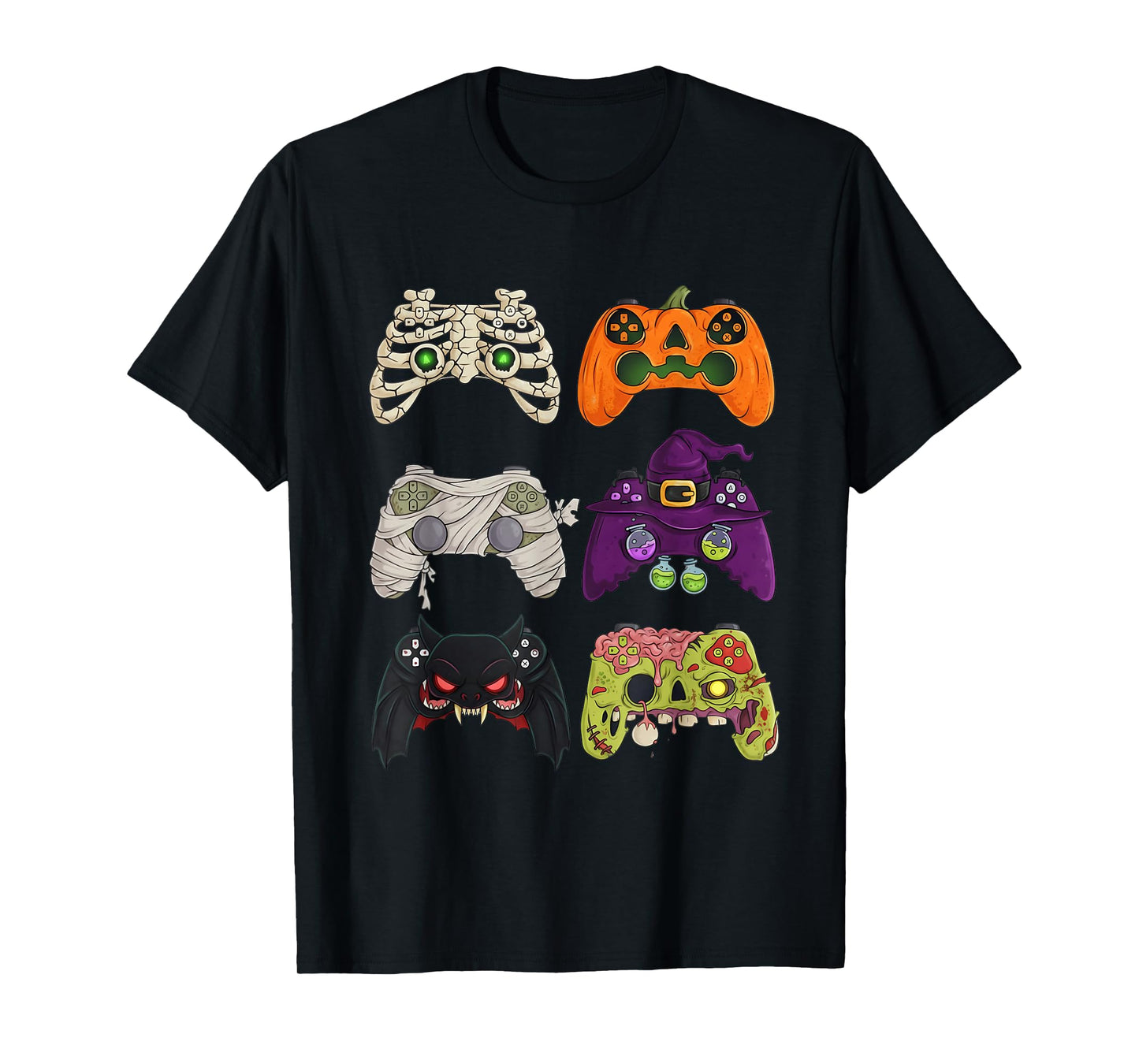 Halloween Zombie Skeleton Gaming Controllers Mummy Boys Kids T-Shirt