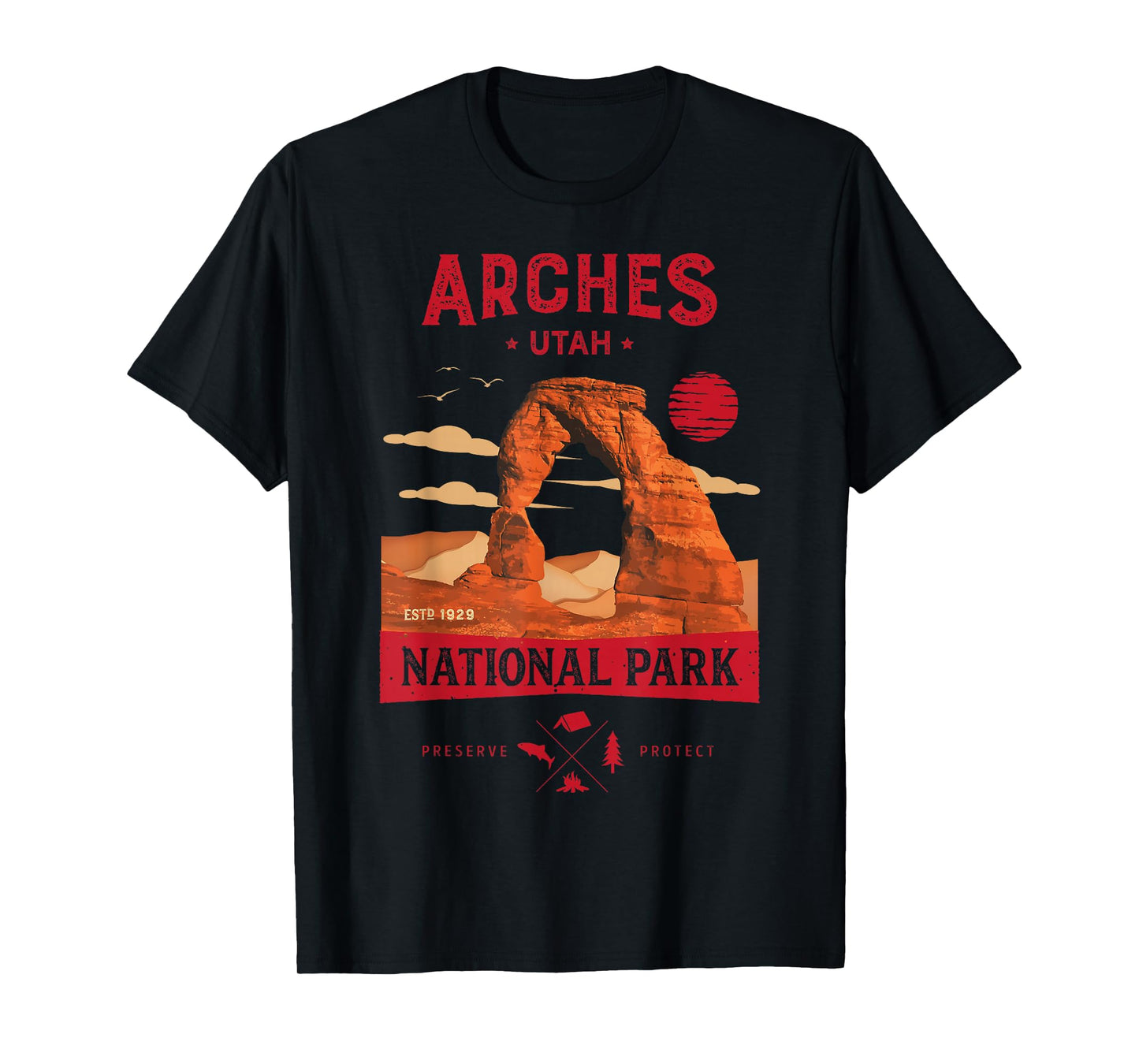 Arches National Park Delicate Arch Vintage Utah Retro Hiking T-Shirt