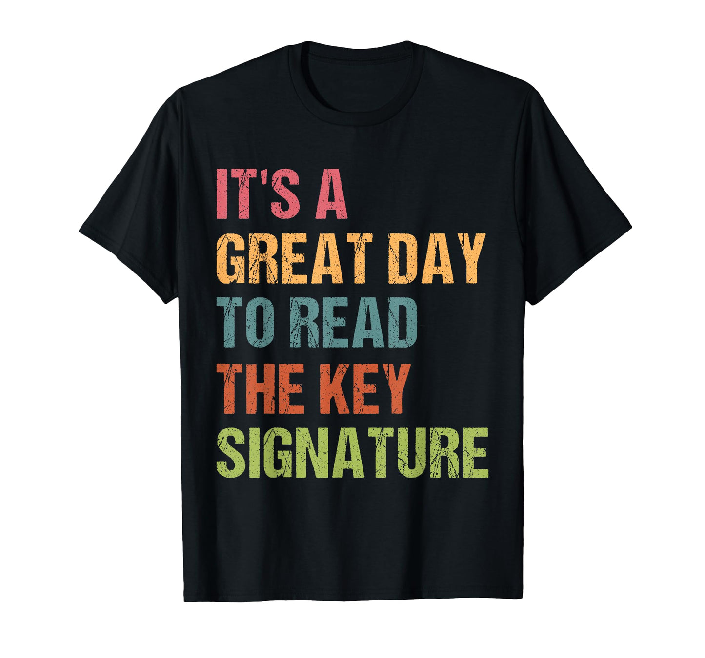 Band Director Music Teacher Choir Teacher Gifts Funny Orchestra Director Great Day to Read the Key Signature Unisex-Adults Black Cotton 100% Short Sleeve Crew Neck T-Shirt Small