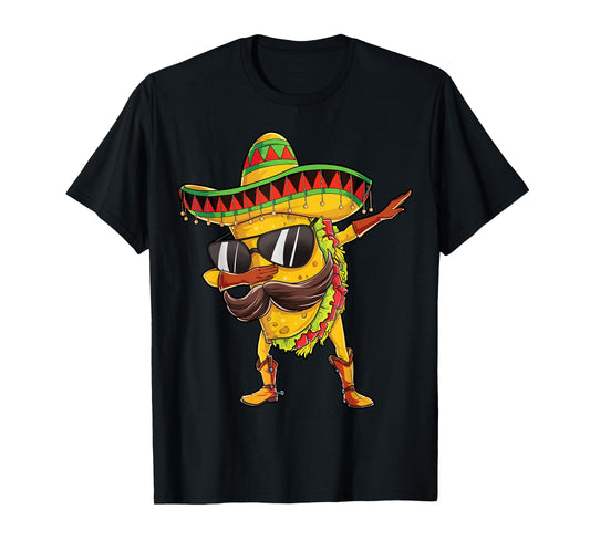 Dabbing Taco Cinco de Mayo Boys Men Mexican Food Sombrero T-Shirt