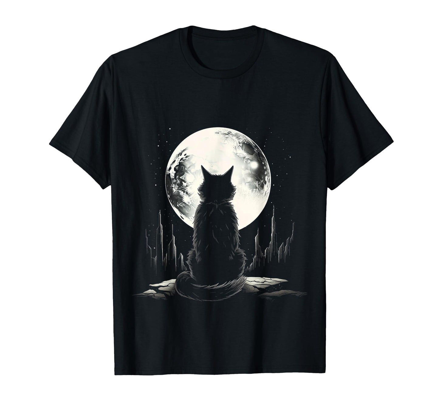 Cat Nature Moon Animal Illustration Art Graphic Motif Cat T-Shirt