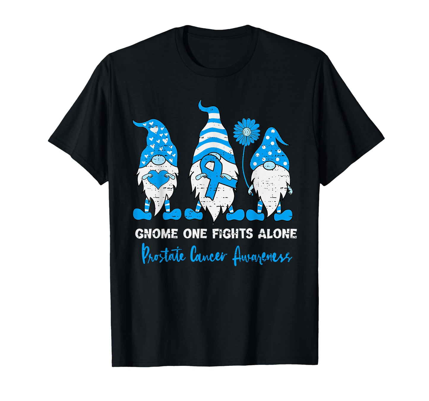 Prostate Cancer Awareness Gnome Ribbon Blue Support Girl Boy T-Shirt