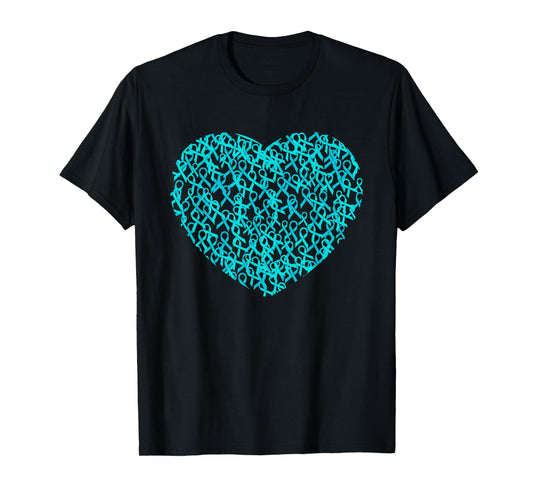 Ovarian Cancer Awareness Month Support Teal Ribbon T-Shirt