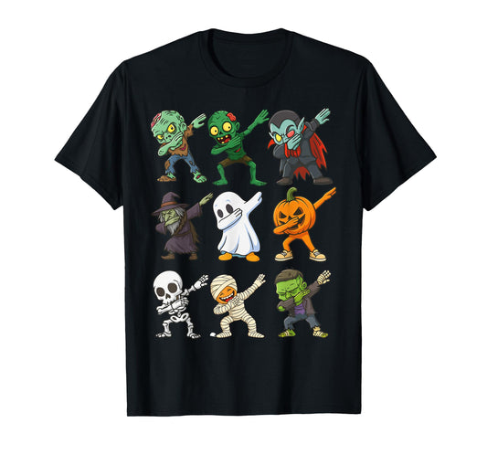 Dabbing Skeleton Zombie Pumpkin Mummy Vampire Halloween Boys T-Shirt
