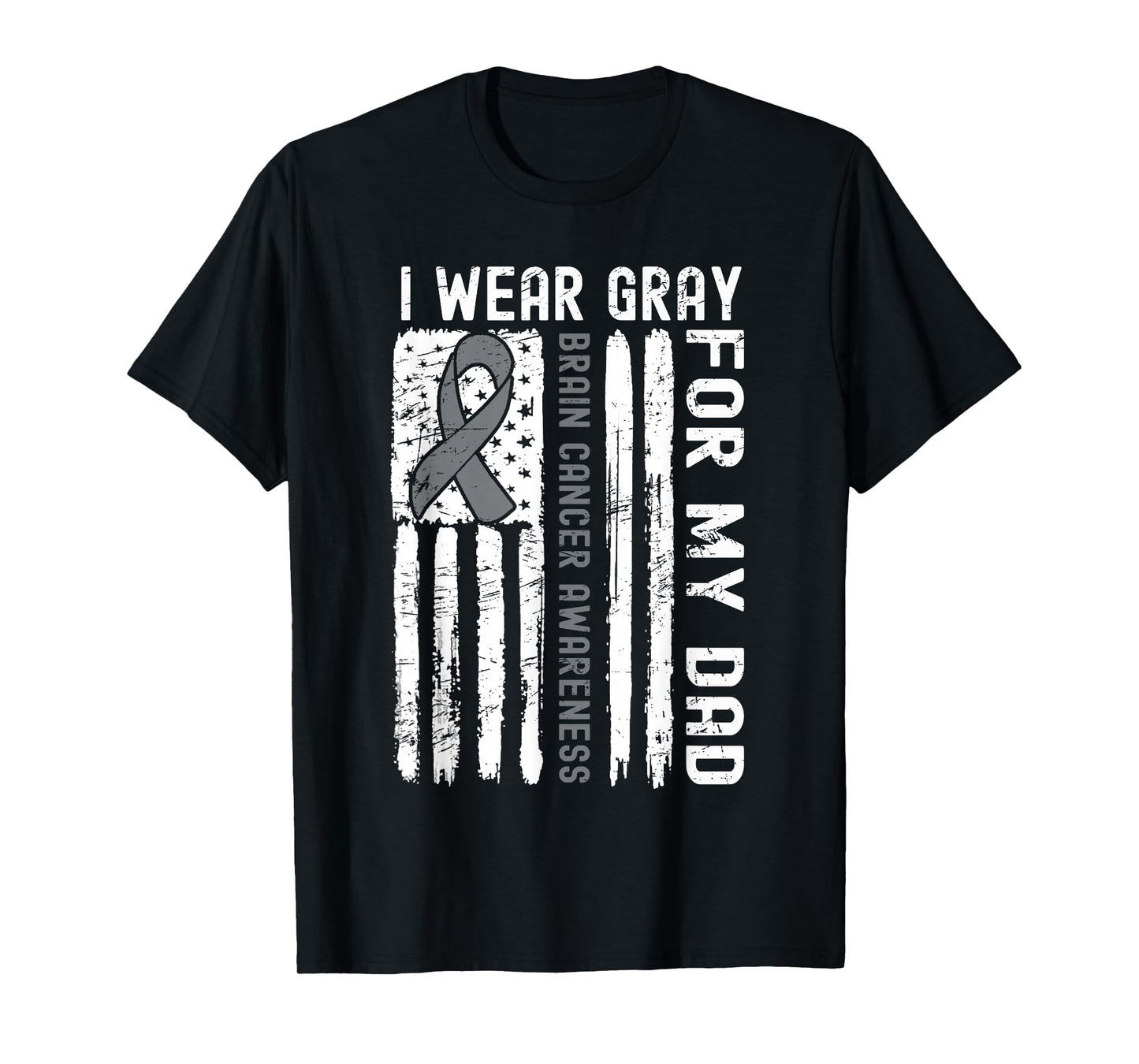 I Wear Gray For My Dad Brain Cancer American Flag T-Shirt