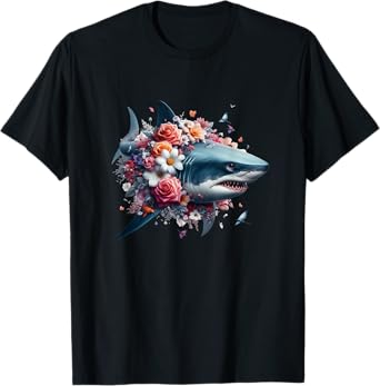 Floral Shark Womens Shark Lover Shark Enthusiast Shark T-Shirt