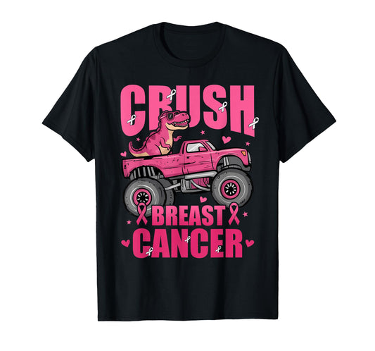 Crush Breast Cancer Awareness Monster Truck Toddler Boy Kids T-Shirt