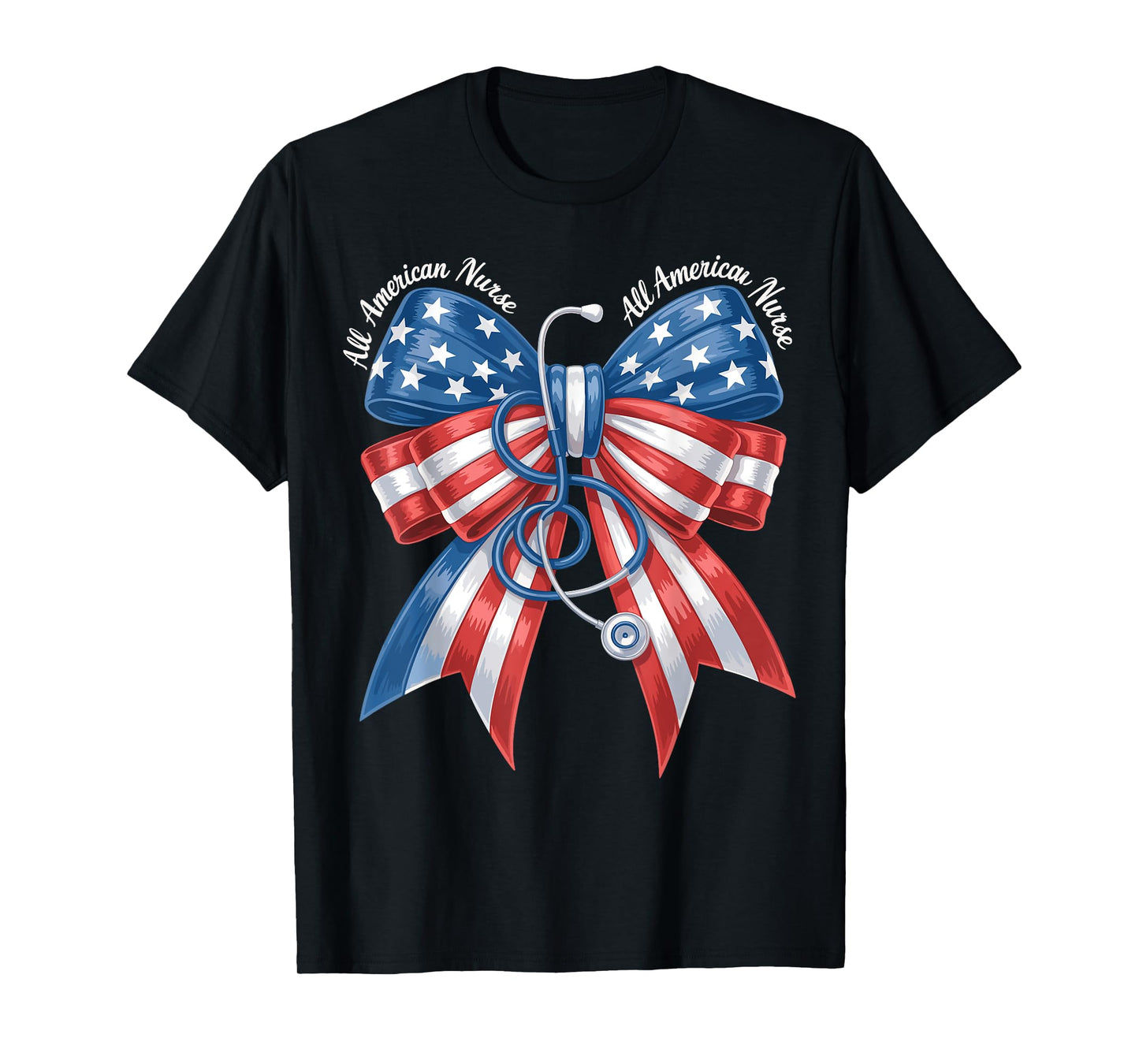 All American Nurse Coquette Bow Stethoscope RN 4th Of July T-Shirt