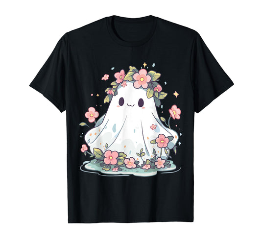 Halloween Shirt Floral Ghost Women Halloween Costume T-Shirt