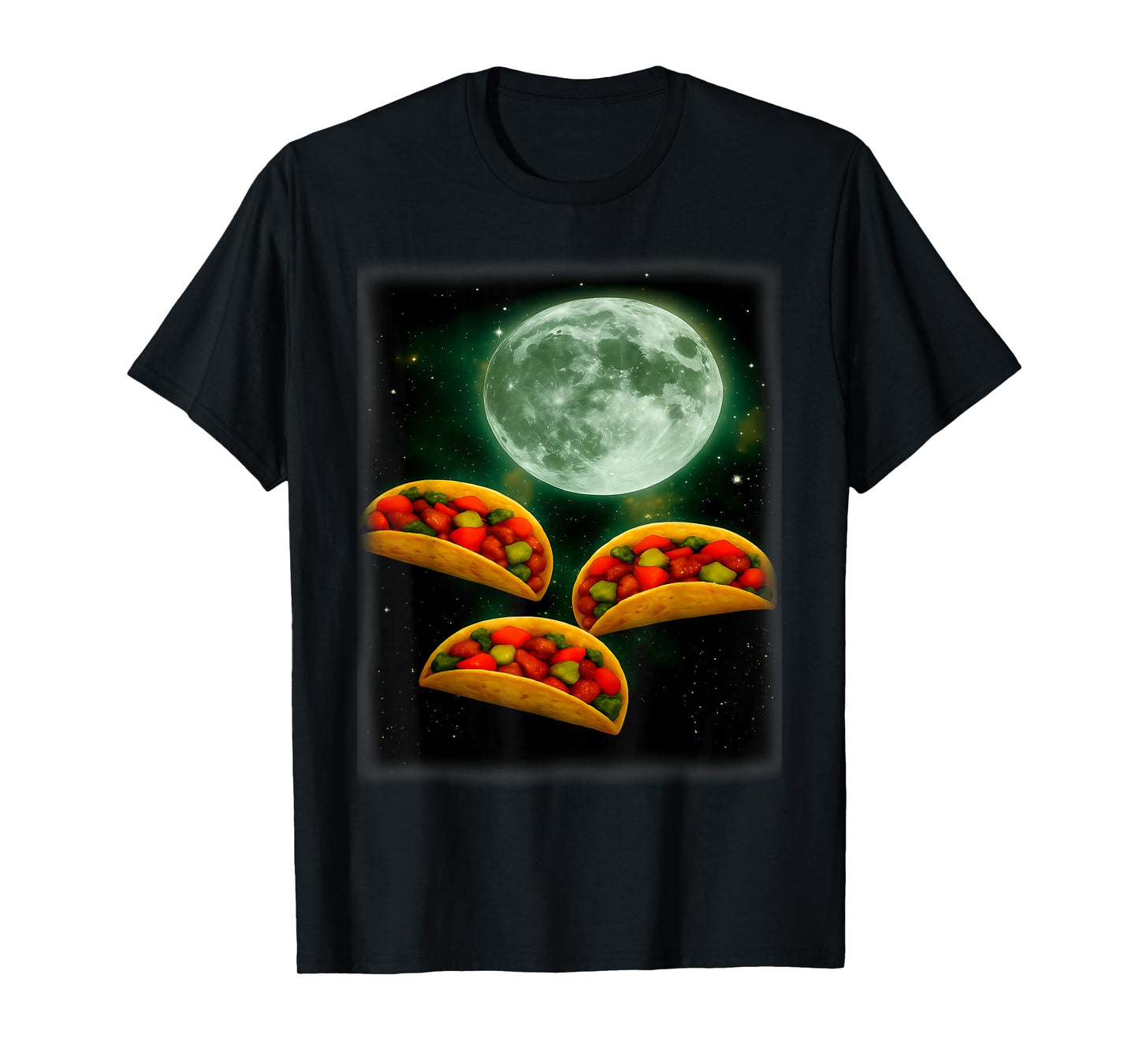 Three Taco Moon | Funny 3 Tacos Howling Meme Weird Cursed T-Shirt