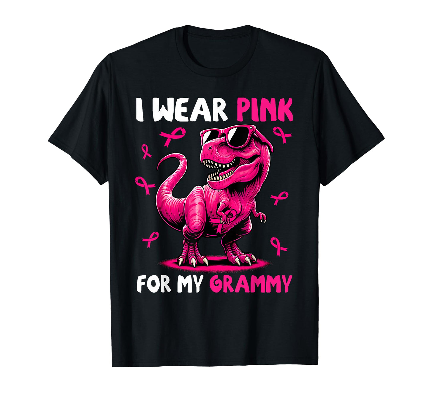 I Wear Pink For My Grammy T-rex Dinosaur Breast Cancer T-Shirt