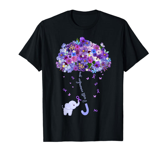 Alzheimers Awareness I'll Remember You Purple Elephant Women T-Shirt