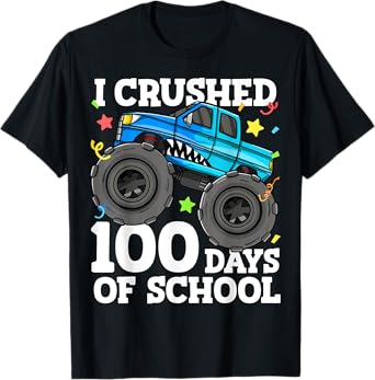 100 Days of School Monster Truck 100th Day of School Boys T-Shirt
