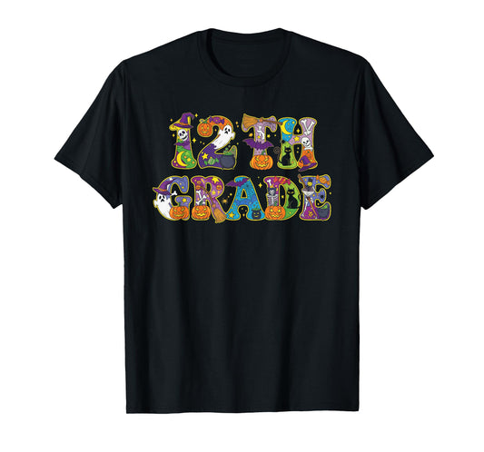 12th Grade Pumpkin Ghost Skeleton Halloween Kids Mens Womens T-Shirt
