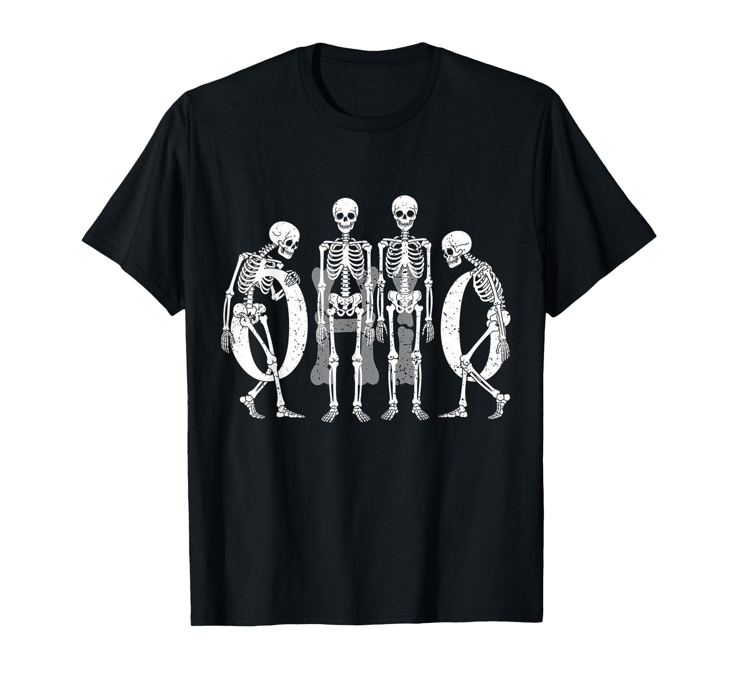 Funny O-H-I-O State Skeleton Ohio Halloween Vintage Tee T-Shirt