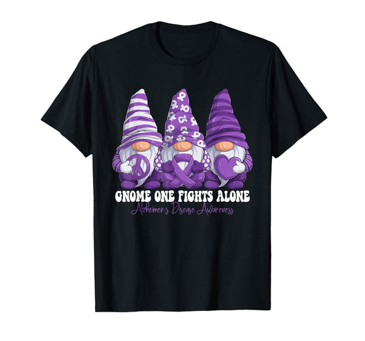 Alzheimer's Disease Awareness Month Purple Ribbon Gnomies T-Shirt