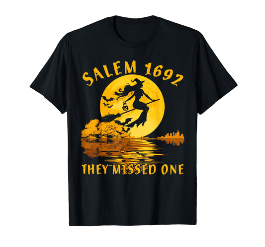 Salem 1692 They Missed One Witch Riding Broom Halloween T-Shirt