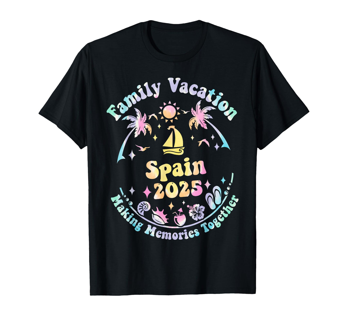 Family Vacation Spain 2025 Matching Summer Trip Groovy T-Shirt