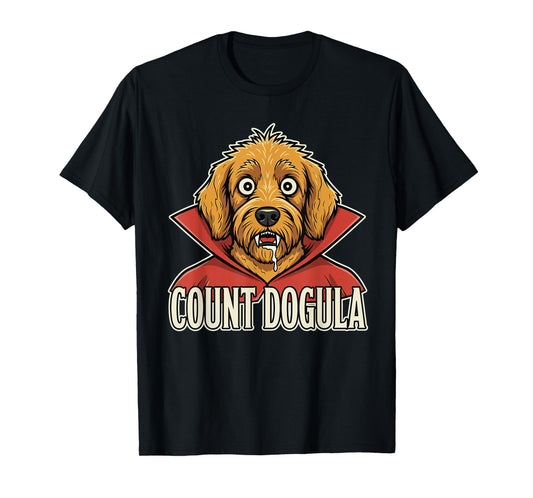 Count Dogula Funny Dog Spooky Party Halloween Goldendoodle T-Shirt
