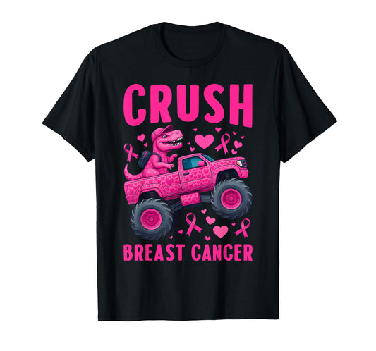 Crush Breast Cancer Awareness Monster Truck Toddler Boy Kids T-Shirt