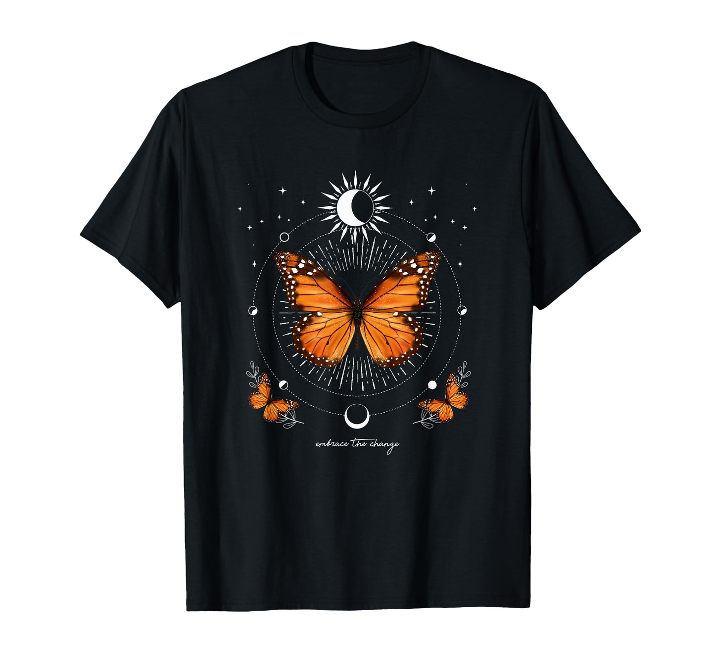 Monarch Butterfly Celestial Butterfly Sun Moon Phase Magical T-Shirt