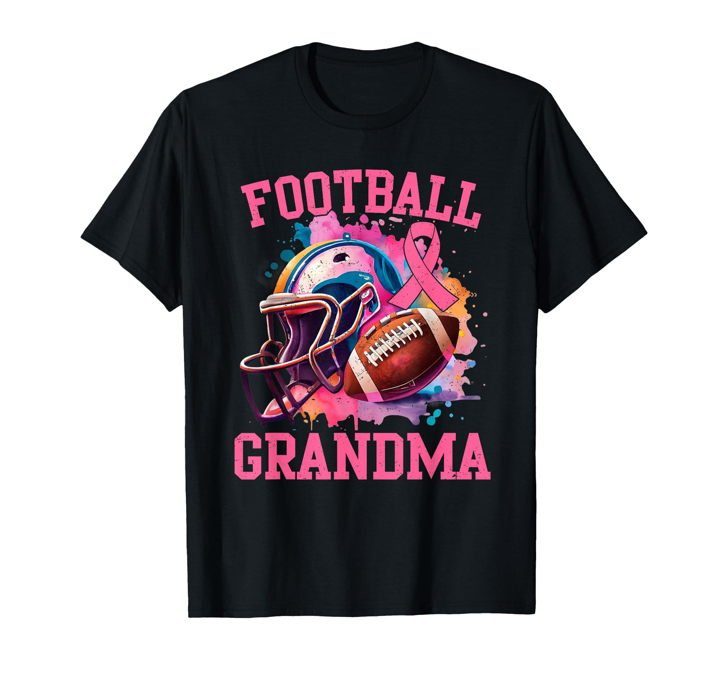 in October We Wear Pink Football Grandma Breast Cancer T-Shirt