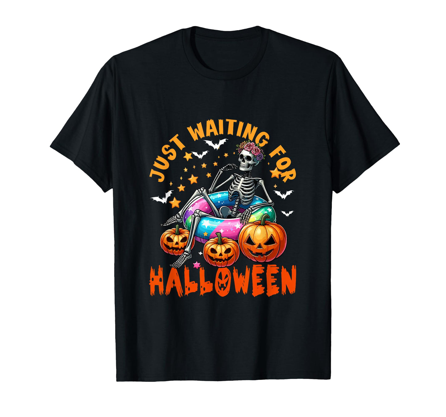 Waiting for Halloween Skeleton Colorful Costume Parties T-Shirt