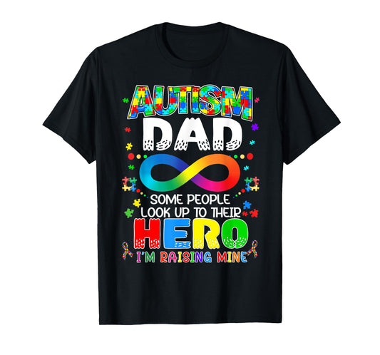 Autism Dad Raising Hero Groovy Father Autism Awareness T-Shirt