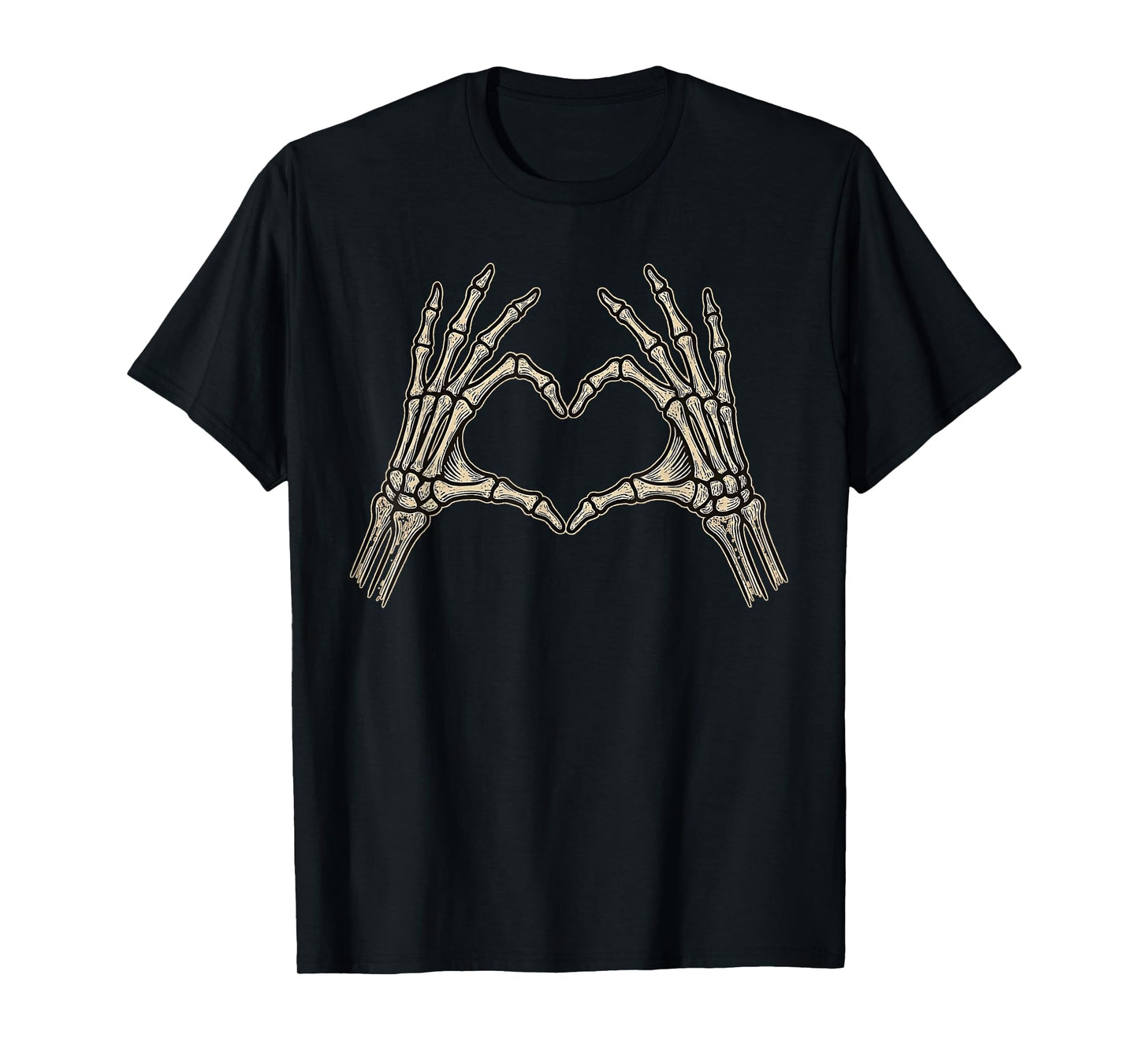 Retro Skeleton Hands Heart Sign Halloween Costume Women Girl T-Shirt
