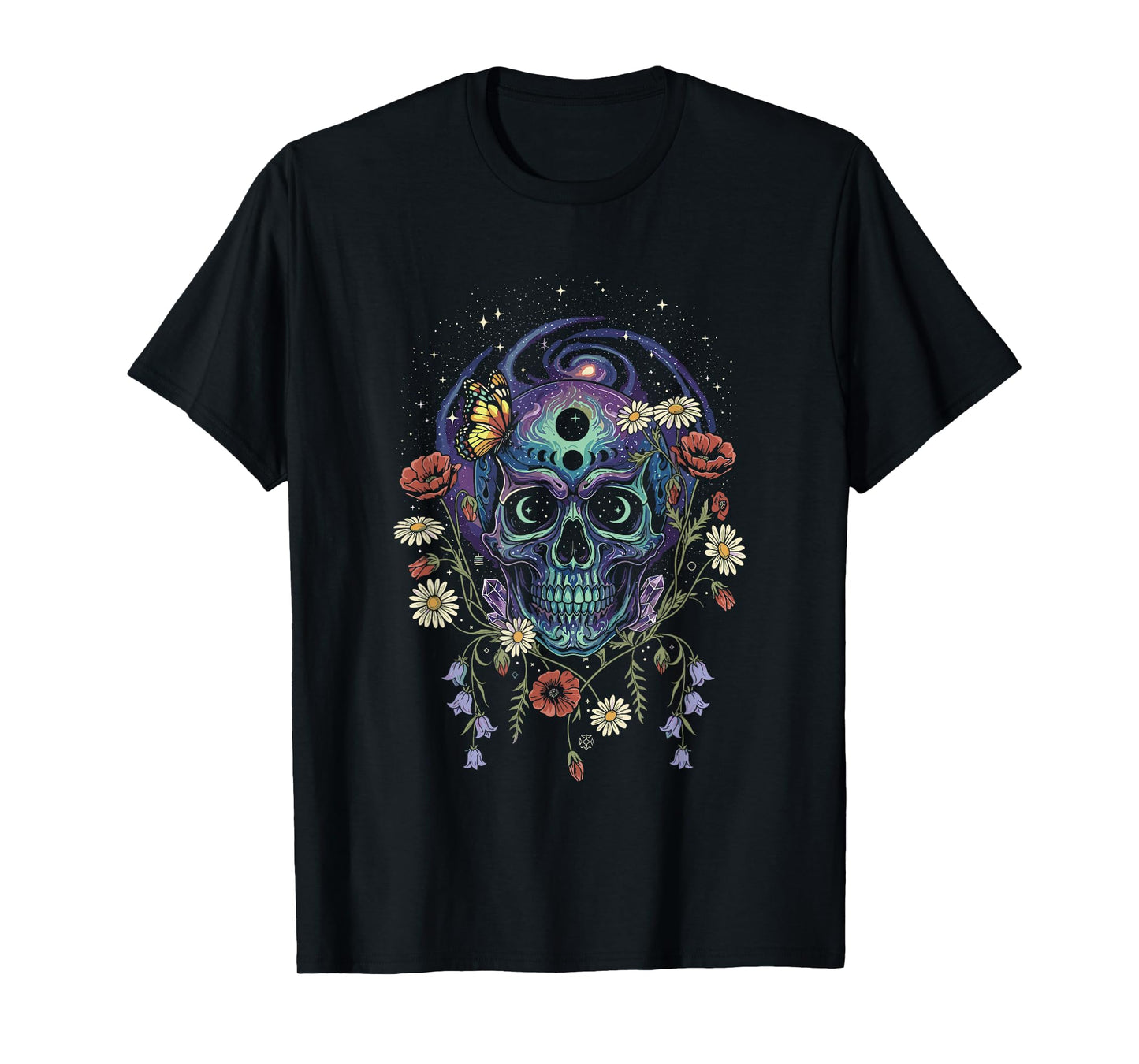 Spooky Galaxy Skeleton Skull Halloween Costume T-Shirt