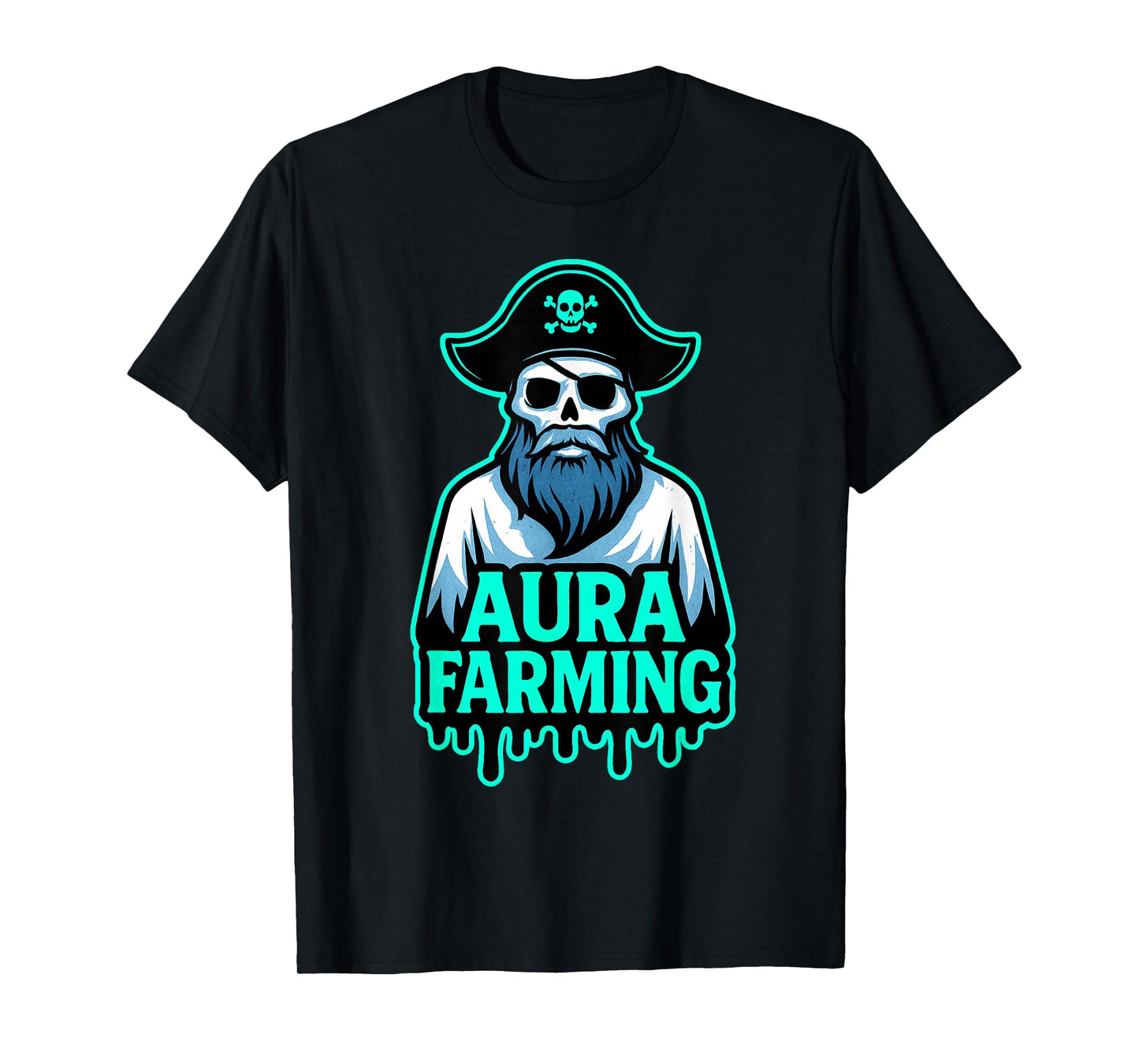 Funny Aura Farming Halloween Ghost Pirate Teen Slang Rizz T-Shirt