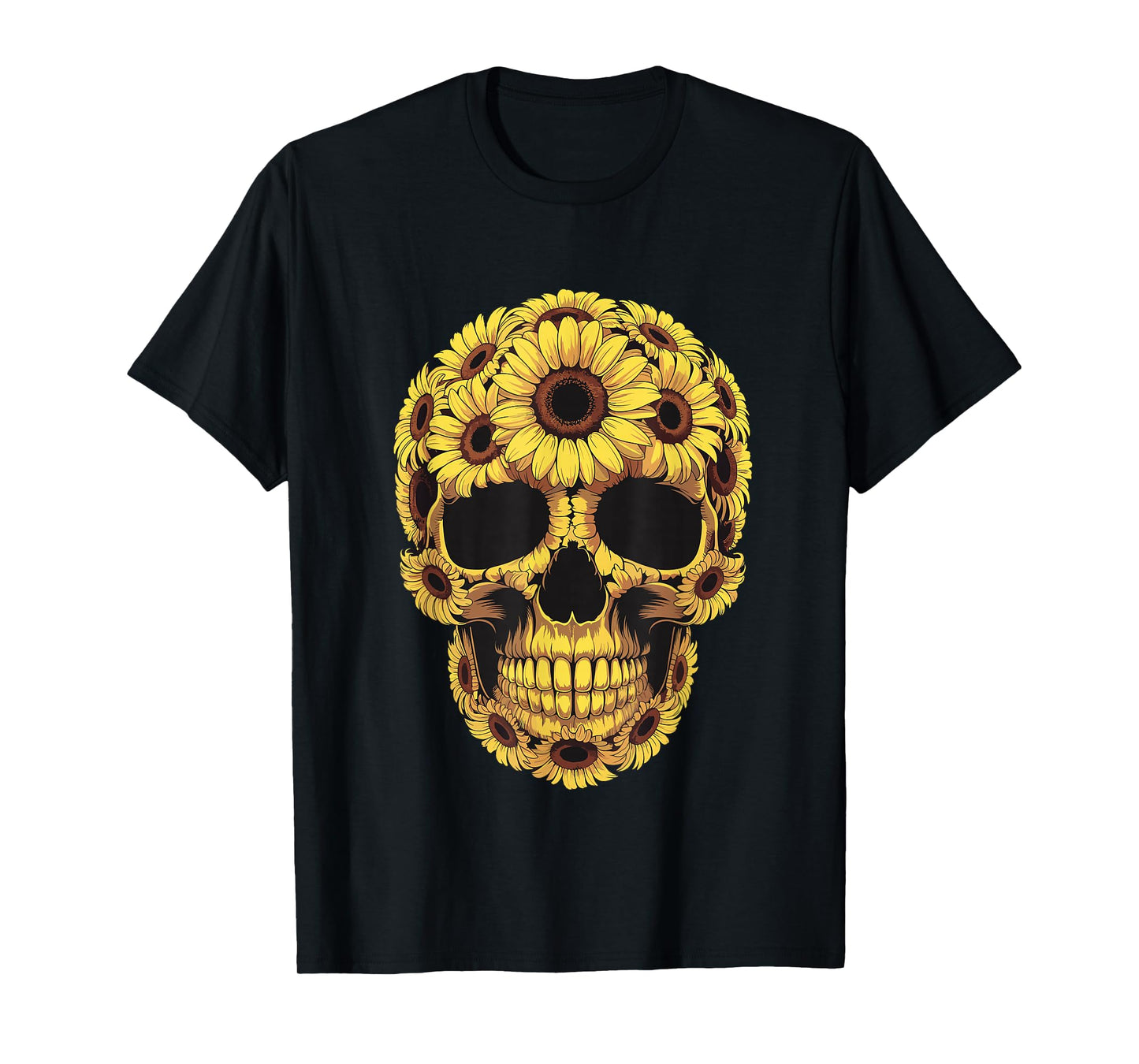 Skull Skeleton Sunflower Lazy Halloween Costume T-Shirt