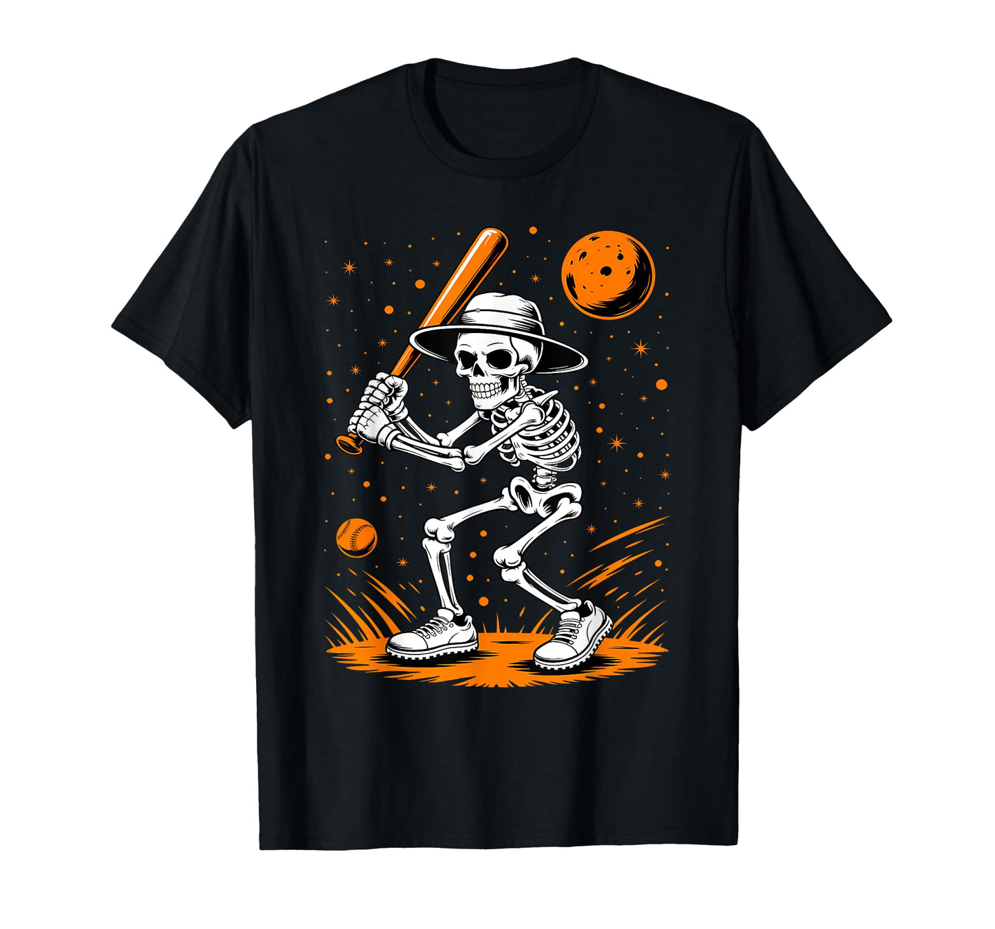 Skeleton Baseball Player Halloween Costume Sport Men Boys T-Shirt