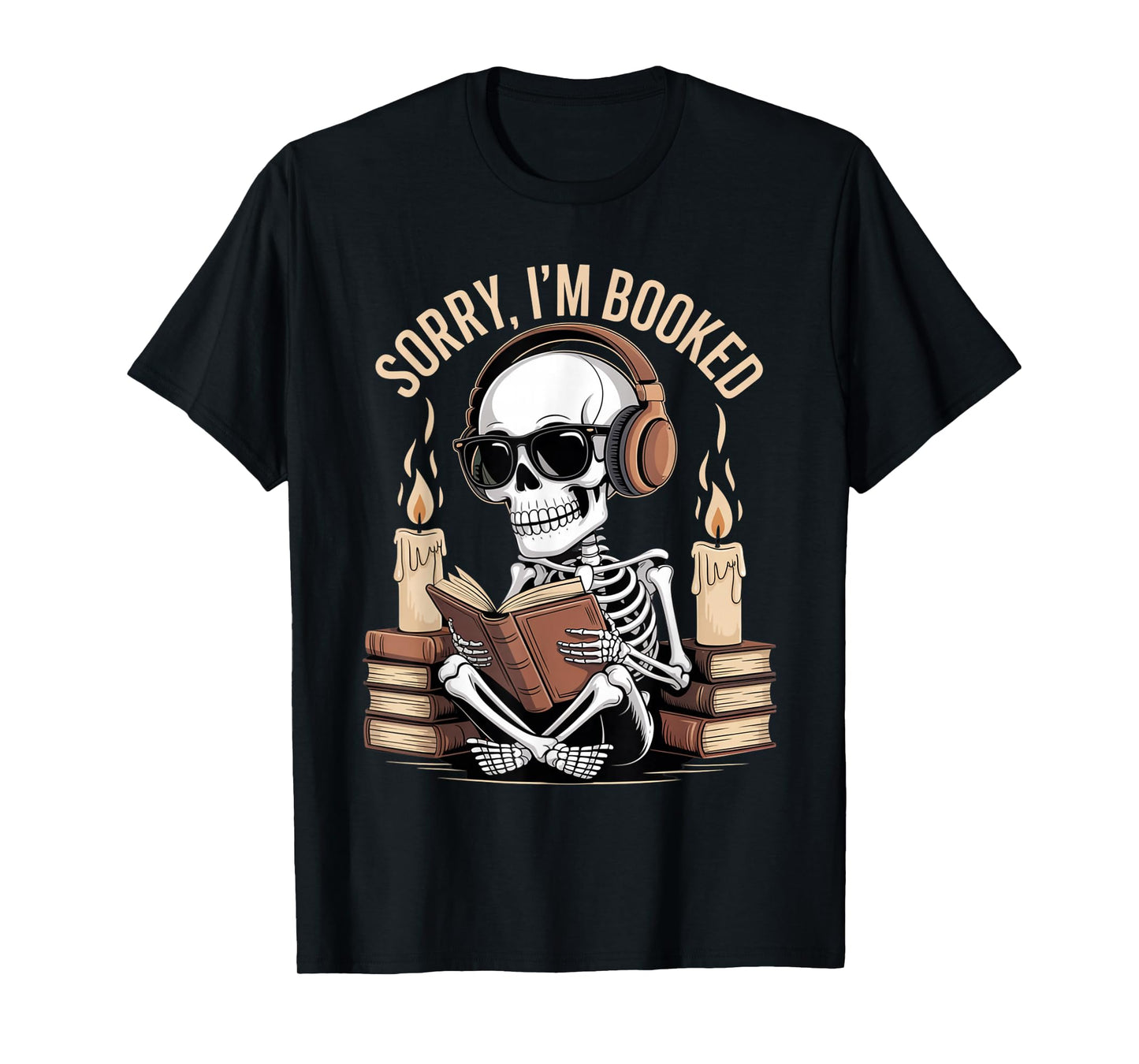 Sorry I'm Booked Funny Halloween Skeleton Reading T-Shirt
