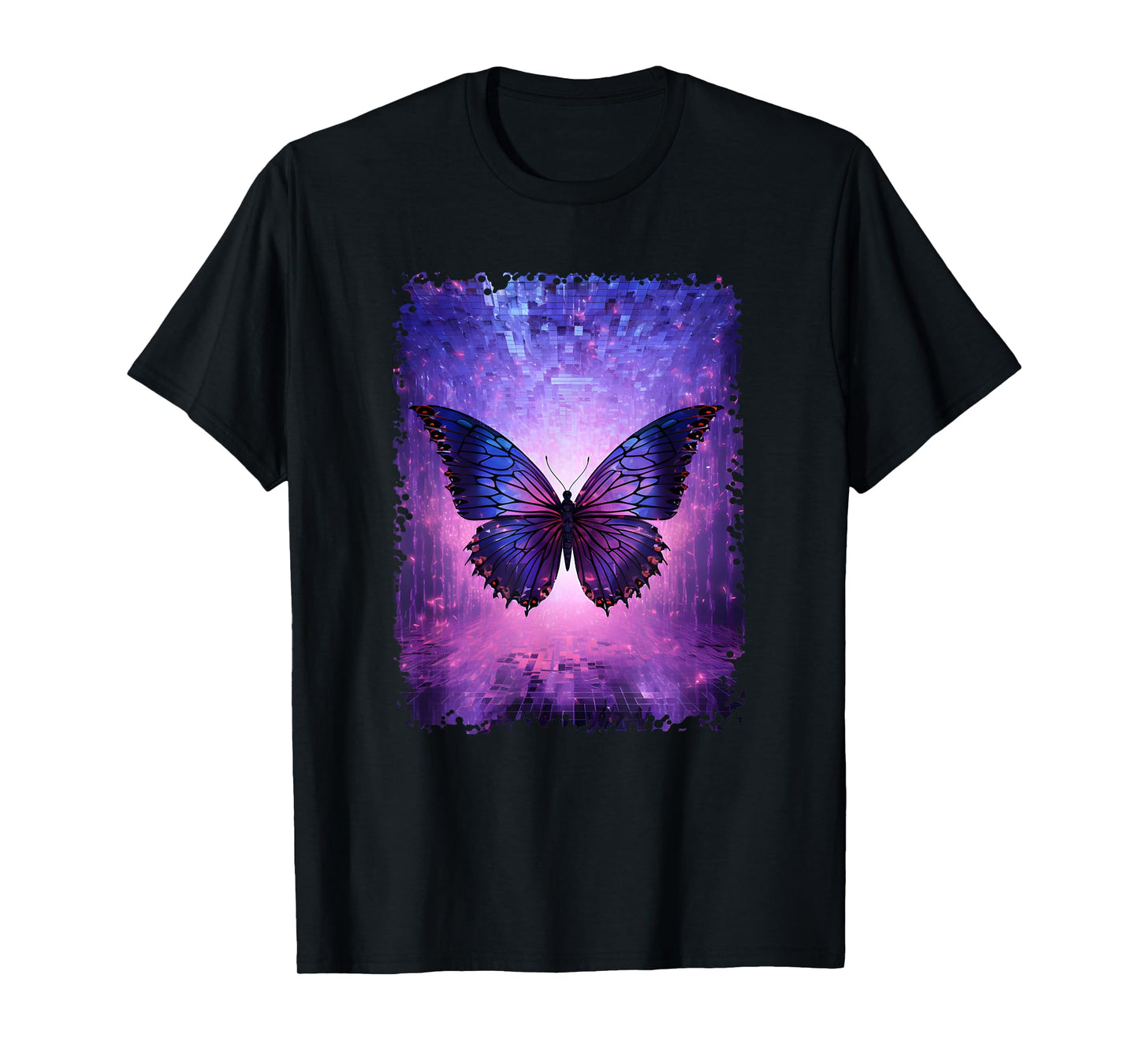 Butterfly Lover Insect Men Women Purple Glitch Butterfly Art T-Shirt
