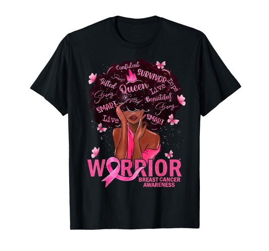 American African Black Women Queen Breast Cancer Warrior T-Shirt