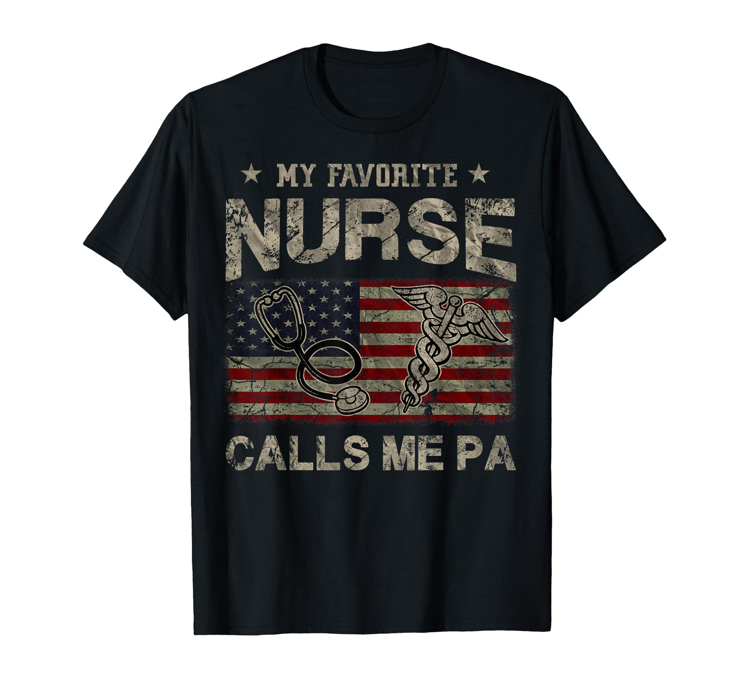 My Favorite Nurse Calls Me Pa American Flag Vintage Women Men T-Shirt