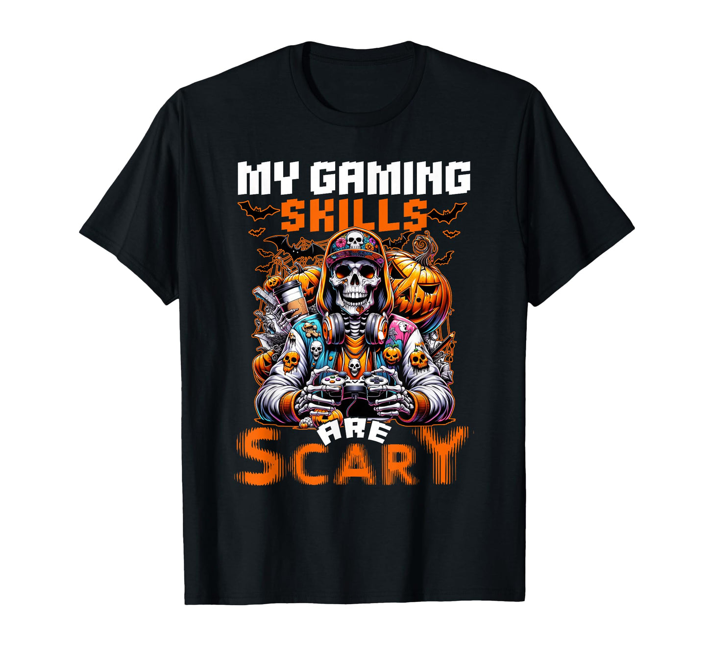 My Gaming Skills are Scary Halloween Gamer Boys Kids T-Shirt