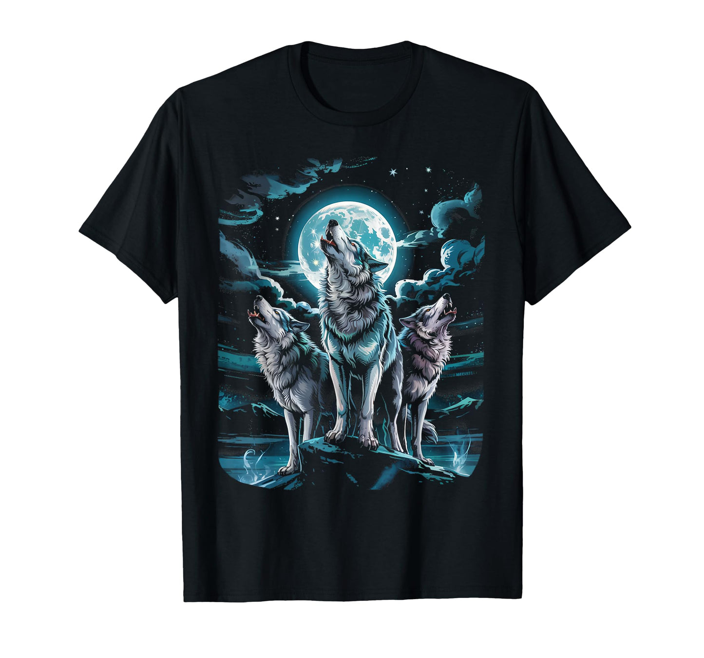 3 Dire Wolf In The Moon White Wolf Animal Dire Wolf T-Shirt
