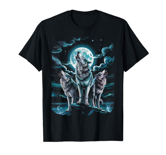 3 Dire Wolf In The Moon White Wolf Animal Dire Wolf T-Shirt