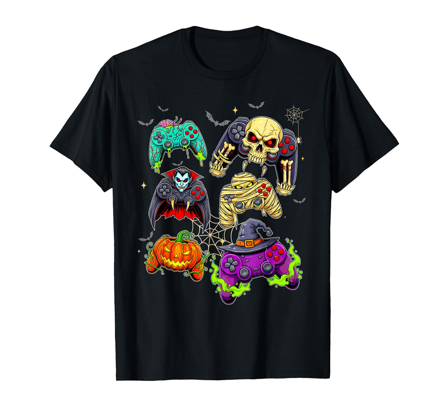 Halloween Gamer Skeleton Zombie Mummy Witch Vampire Gaming T-Shirt