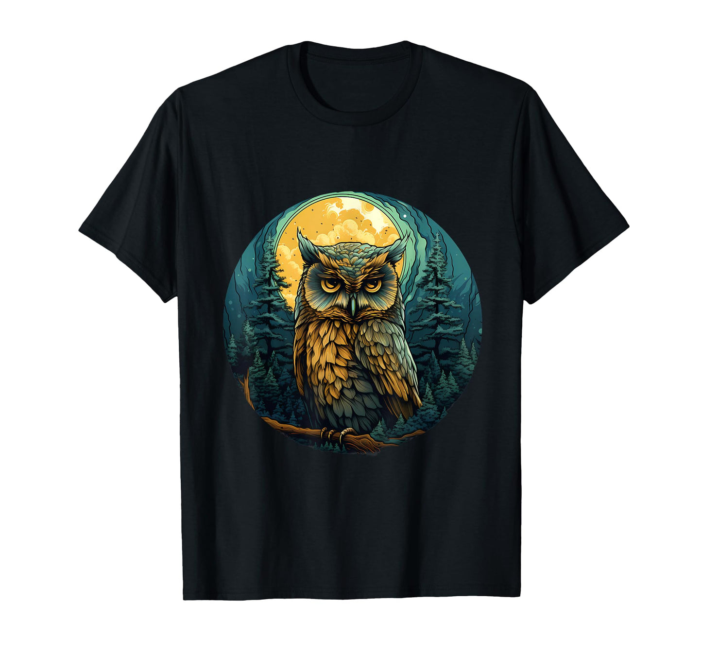 Owl Artwork Animal Art Colourful Nature Wildlife Landscape T-Shirt